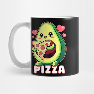 A cute sweet avocado eating pizza Mug